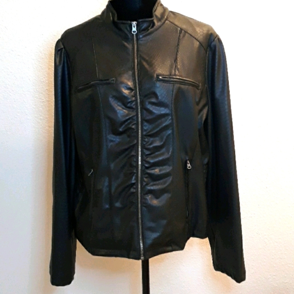Dots brand Faux Snakeskin Moto Jacket